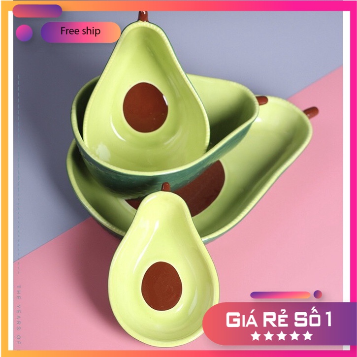 Bát Đĩa 🥑 QỦA BƠ🥑 Bát đĩa ăn cơm decor trang trí bếp đáng yêu cute S105