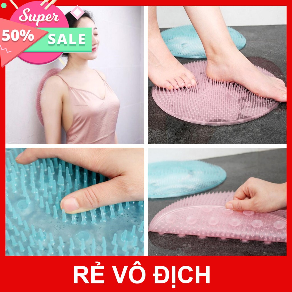 [XÃ KHO] THẢM SILICONE MASSAGE CHÂN, LƯNG ĐẾ HÍT HÌNH HOA 23X29CM [HCM]