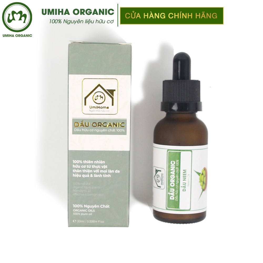 Dầu Neem nguyên chất UMIHOME hữu cơ 30ml ngừa mụn trứng cá, dưỡng ẩm da và làm mờ rạn da