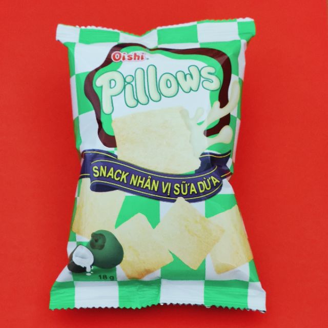 Combo 10 gói Bánh Snack Pillows OIshi nhân sữa dừa / sô cô la (10 gói x 18g = 180g)