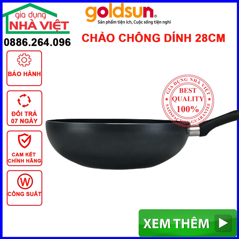 Chảo chống dính GOLDSUN, Chảo nhôm CD DSP-GE428-IH đường kính 28cm phủ sơn chịu nhiệt tốt mã 10202412