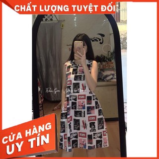 VÁY THUN CHỮ A HỌA TIẾT thời trang