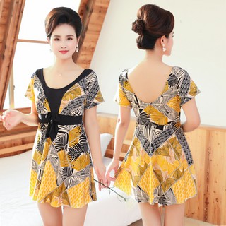 bộ đồ nữÁo tắm cho phụ nữ trung niên và cao tuổi váy suối nước nóng kiểu một mảnh mở rộng cách bảo tồn cộng với g