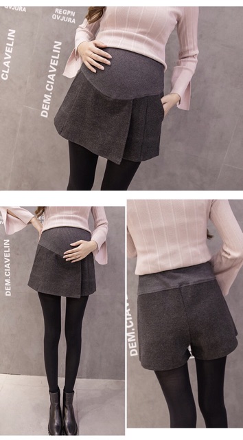 🤰quần short thu đông cho bà bầu(hàng quảng châu)sẵn quần đen M