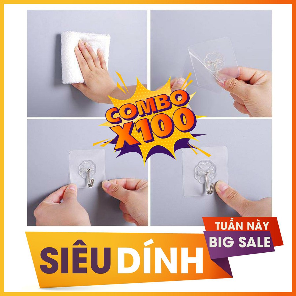 COMBO 100 MÓC dán tường chịu lực đa năng cam kết dán siêu chắc