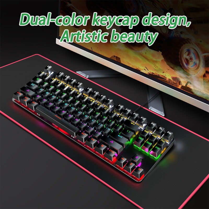 Bàn PhíM Cơ Gaming 87 PhíM Có Dây TíCh HợP ĐèN Led NềN Cho PC / Laptop