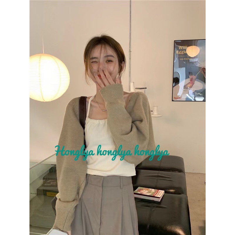 Áo len cadigan tay bồng dáng ngắn phong cách Ullzzáng