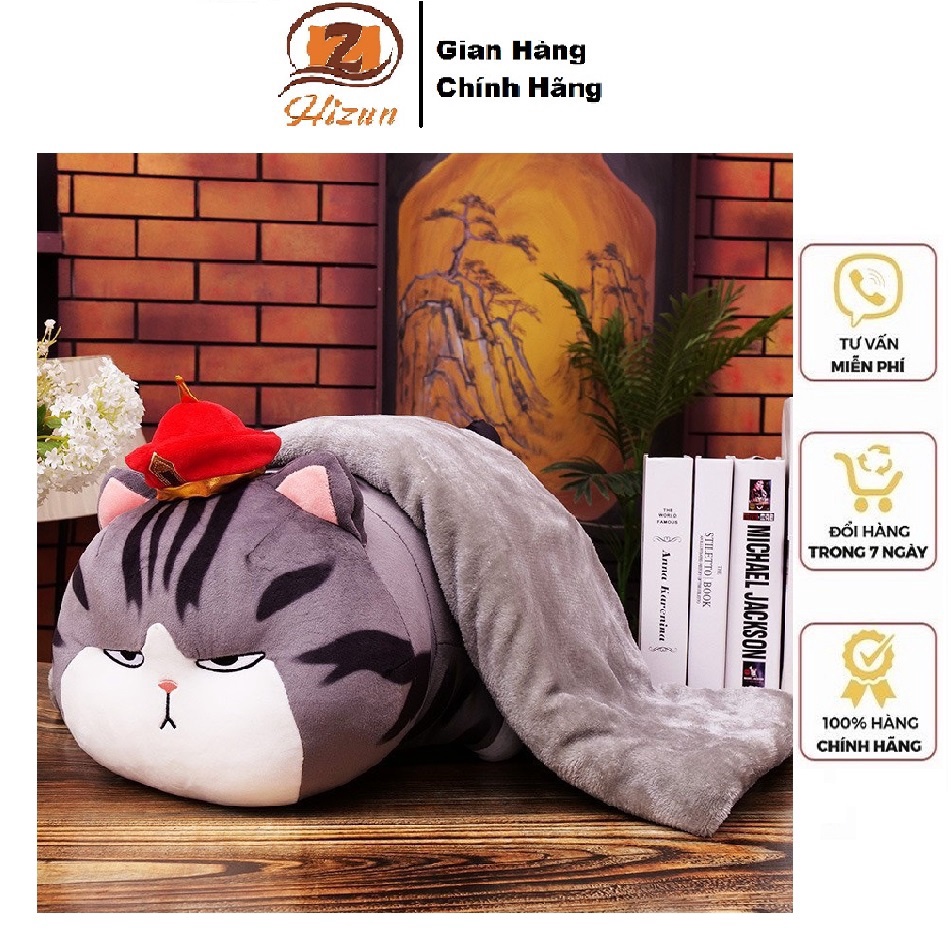 Bộ Chăn Gối Văn Phòng Hizun Tiện Lợi 3in1 MÈO VƯƠNG MIỆN