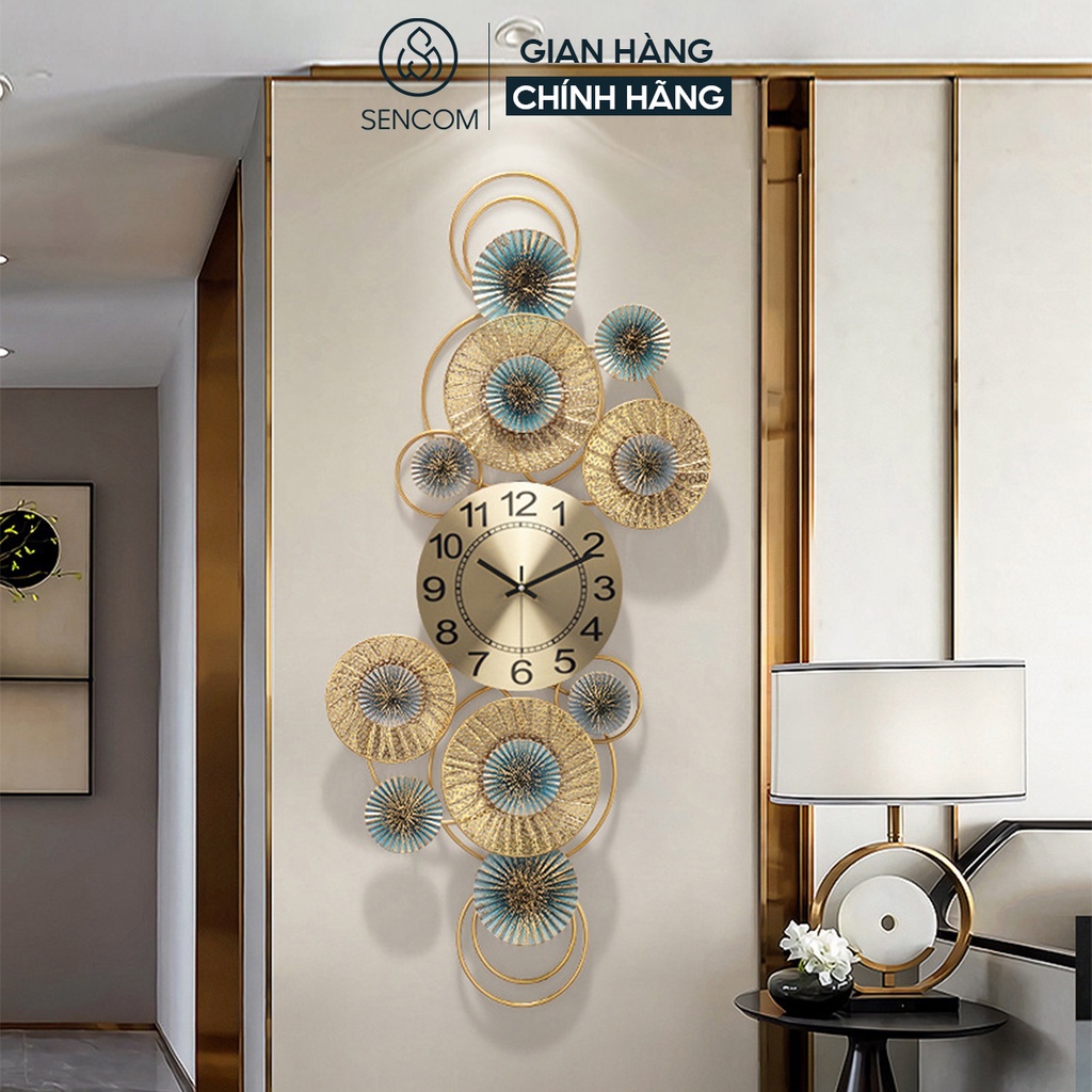 Đồng hồ treo tường nghệ thuật SENCOM thiết kế phong cách Bắc Âu decor trang trí nhà cửa mã 2147