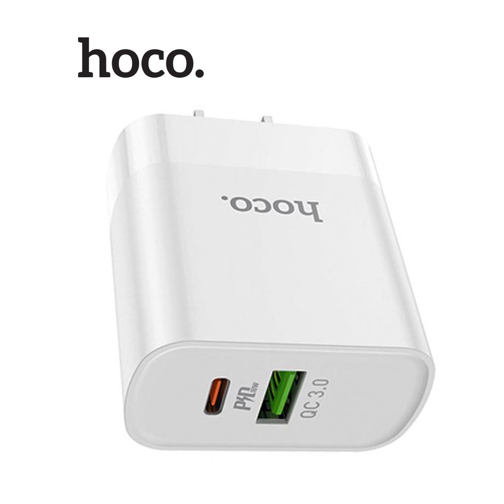 Củ sạc nhanh C80 plus PD20W Hoco 2 cổng Type-C/ USB chân US tiêu chuẩn