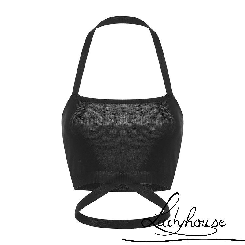 Áo Croptop Hai Dây Màu Trơn Thời Trang Mùa Hè Màu Trắng/Đen Cho Nữ