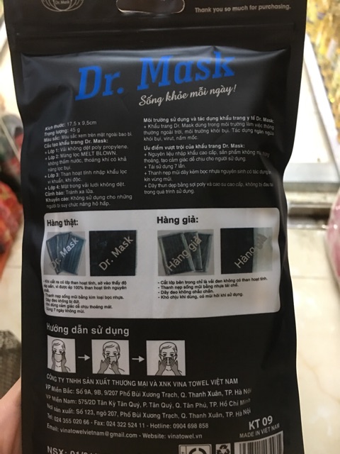 khẩu trang người lớn Dr.Mask ( 10 chiếc / túi)