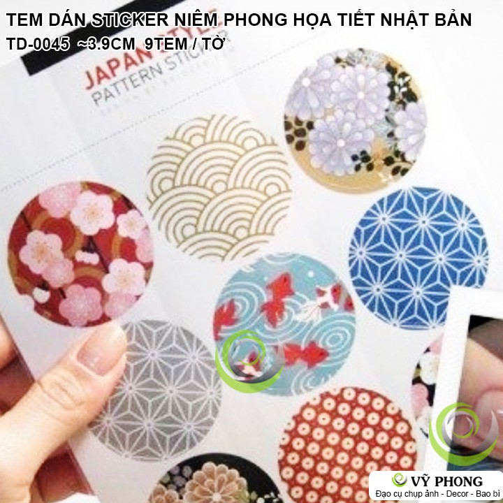 TEM DÁN STICKER DECAL DÁN TRÒN HỌA TIẾT NHẬT BẢN NIÊM PHONG TRANG TRÍ BAO BÌ HỘP QUÀ BÁNH KẸO TD-0045