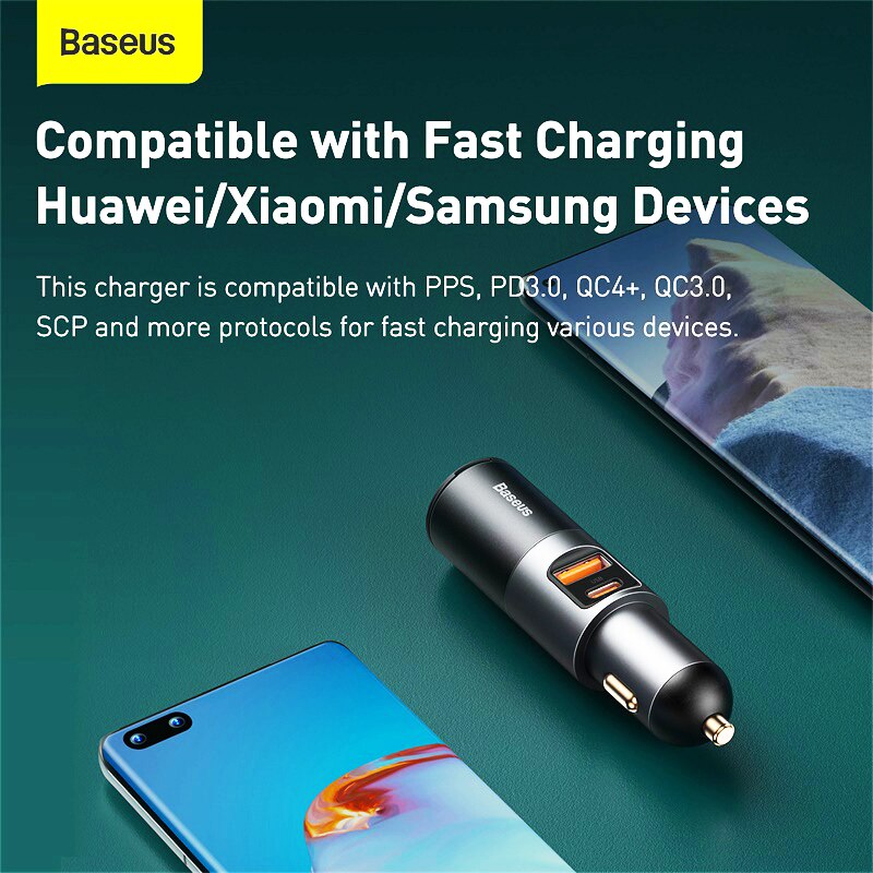 Củ Sạc Baseus 120w Trên Xe Hơi Qc 3.0 Pd 3.0 Usb Cho Iphone Samsung Xiaomi Huawei