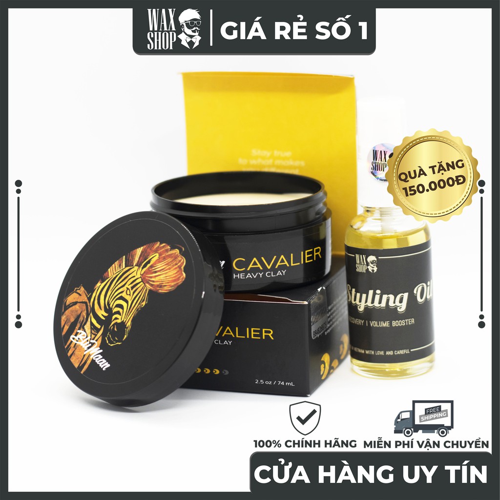 Sáp Vuốt Tóc Blumaan Ngựa Vằn Cavalier Clay ⚡[HÀNG MỸ] - [CAO CẤP NHẤT CHO NAM]⚡Tặng Kèm Pre-Styling Oil và Lược Chaoba.