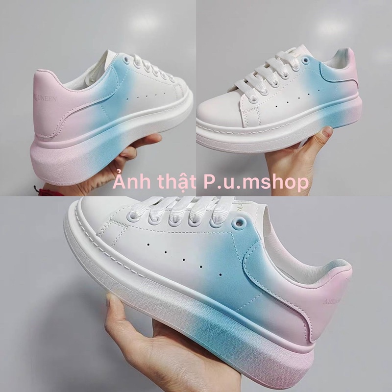 Giày thể thao da trắng McQueen nữ mùa thu 2021 phiên bản Hàn Quốc