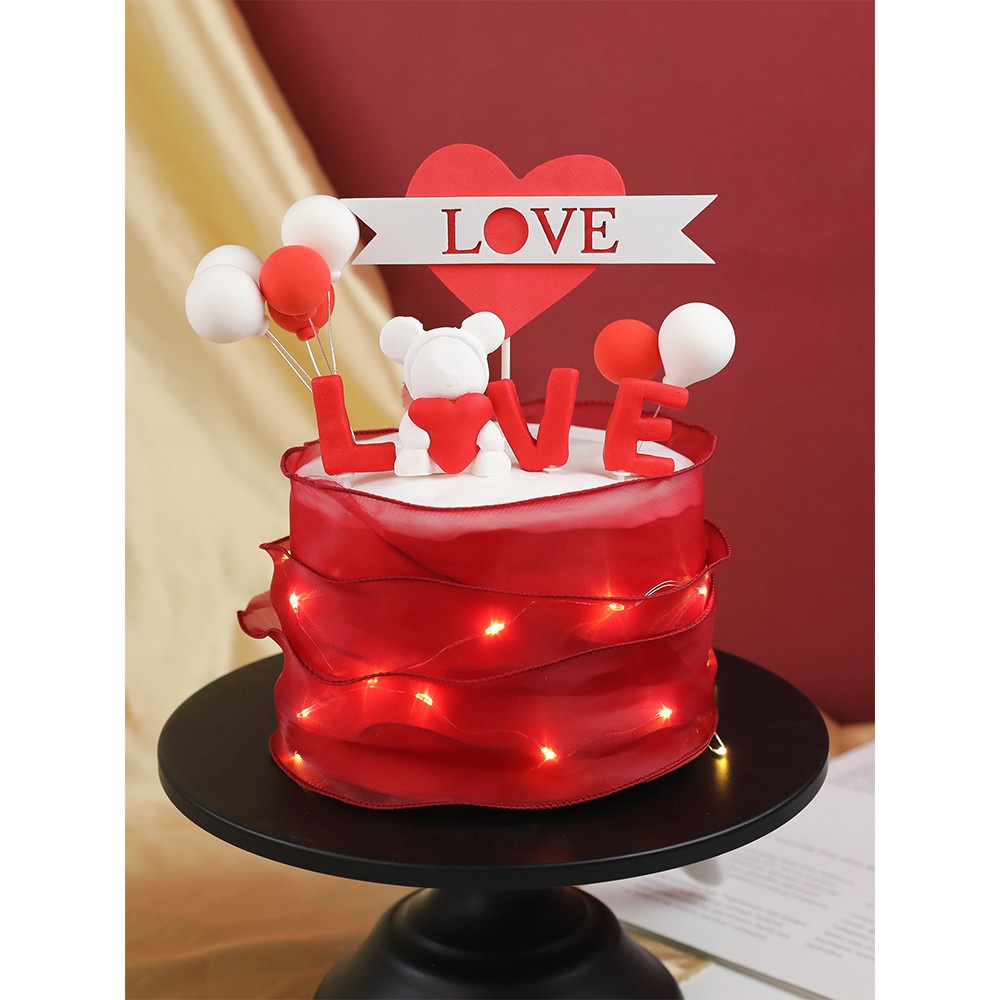 Cây cắm trang trí bánh kem hình cặp đôi gấu dễ thương