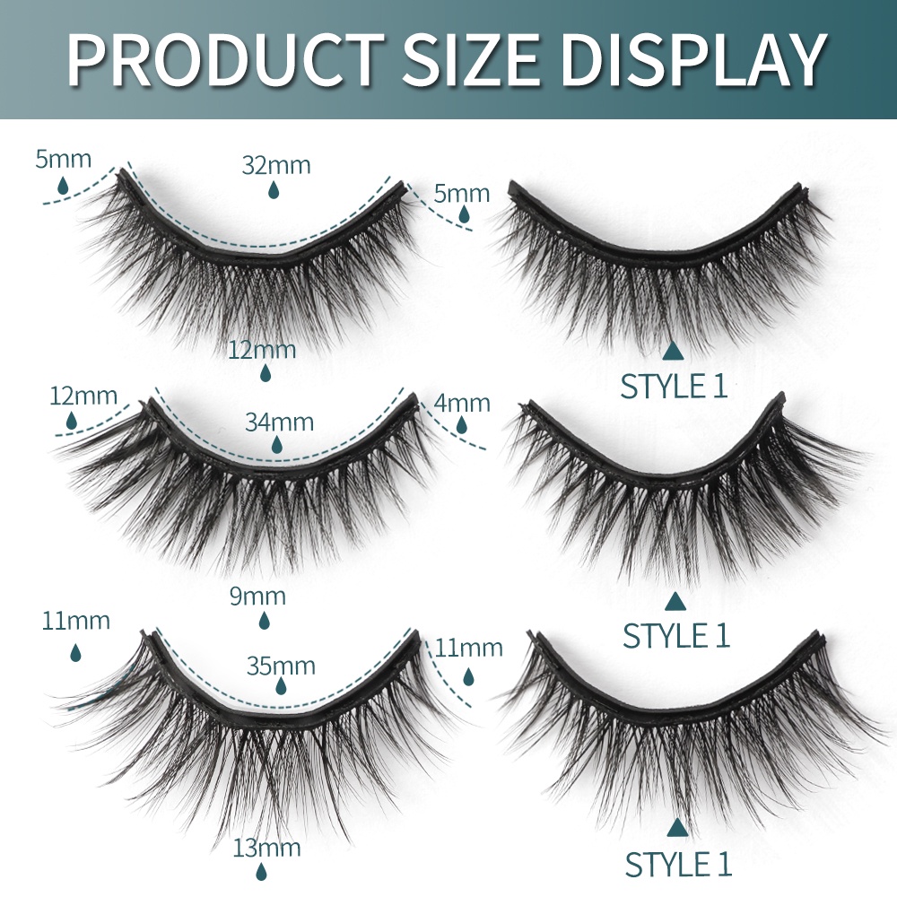 [Hàng mới về] Set 3 cặp lông mi giả từ tính 3D cong dày tự nhiên
