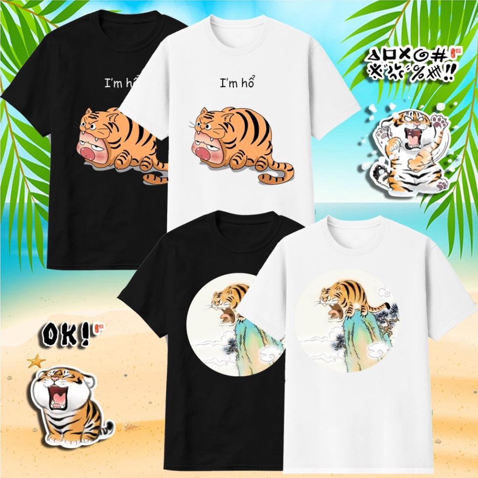 VIDEO-Áo thun hổ mập cute 2022, áo phông hổ mập cute, vải cotton dày mịn mát, in cao cấp, áo thun unisex hàn quốc