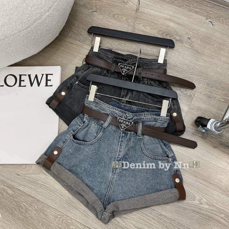 Quần sooc gập gấu khuy da kèm đai hàng QCL1