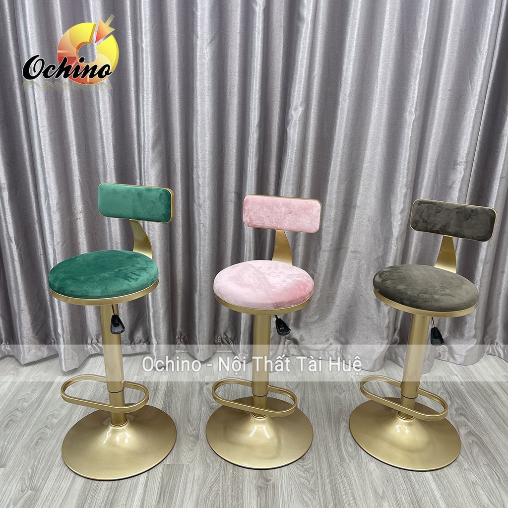 Ghế Quầy Bar, Ghế Trang Điểm Chân vàng NHẠT Cao Cấp (Đủ Màu)