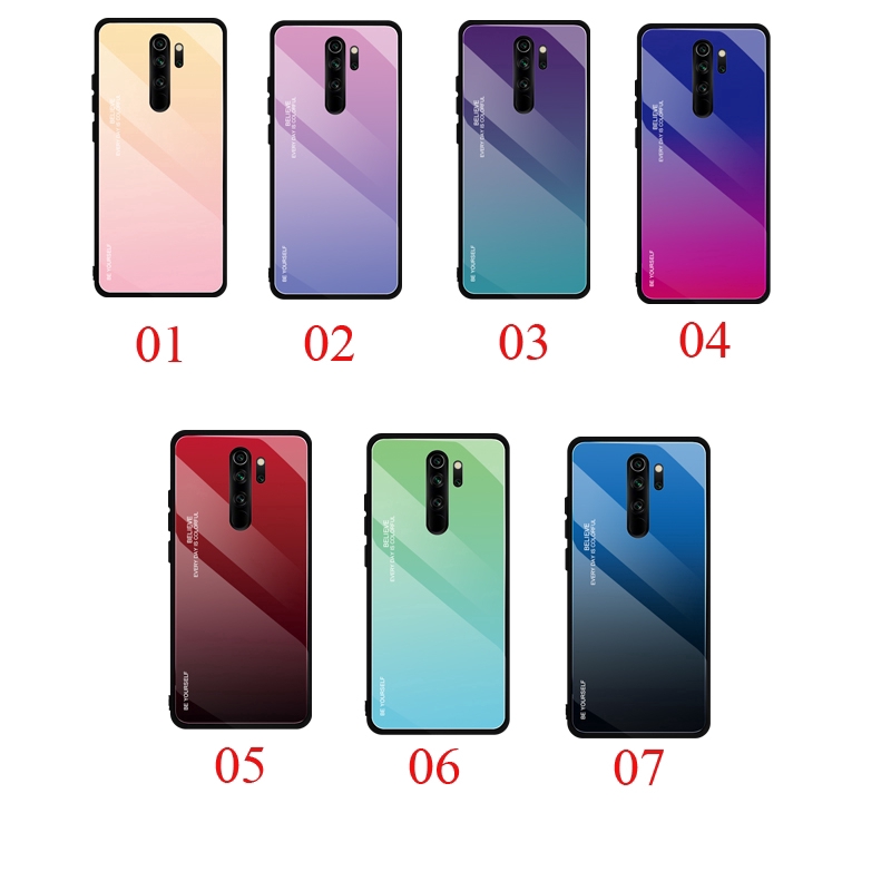 Ốp điện thoại mặt kính cường lực màu gradient cho Xiaomi Redmi Note 8 Pro 8A Mi CC9E Xiaomi