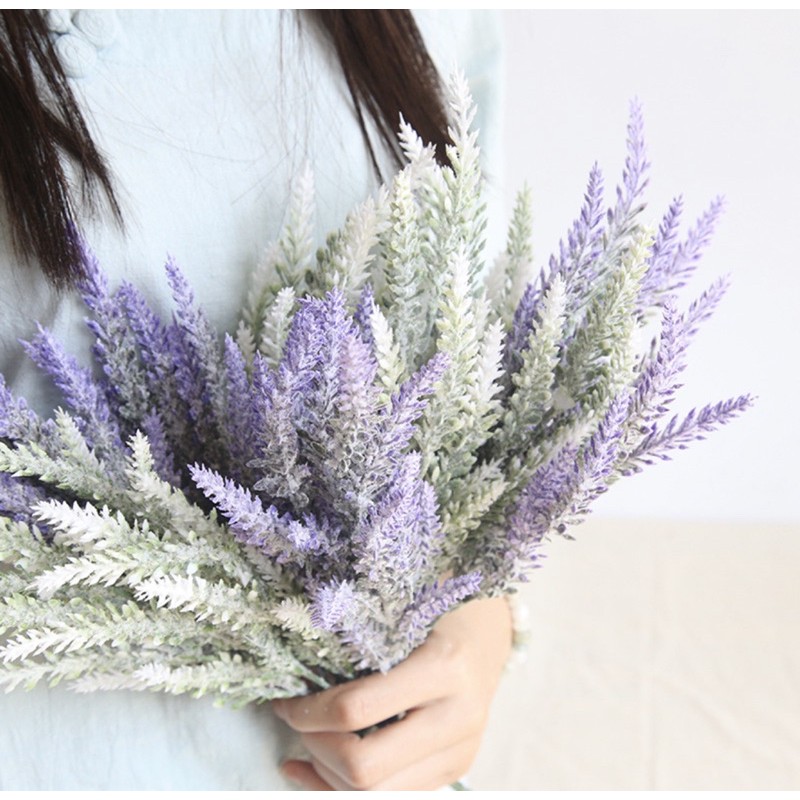 Hoa giả - Cụm hoa lavender nhân tạo cao cấp , hoa decor trang trí hoa cô dâu