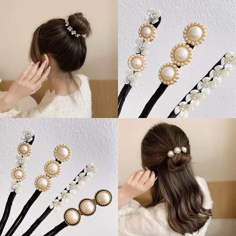 Kẹp Tóc Hình Hoa Đính Ngọc Trai Giả Phong Cách Cổ Điển Cho Nữ