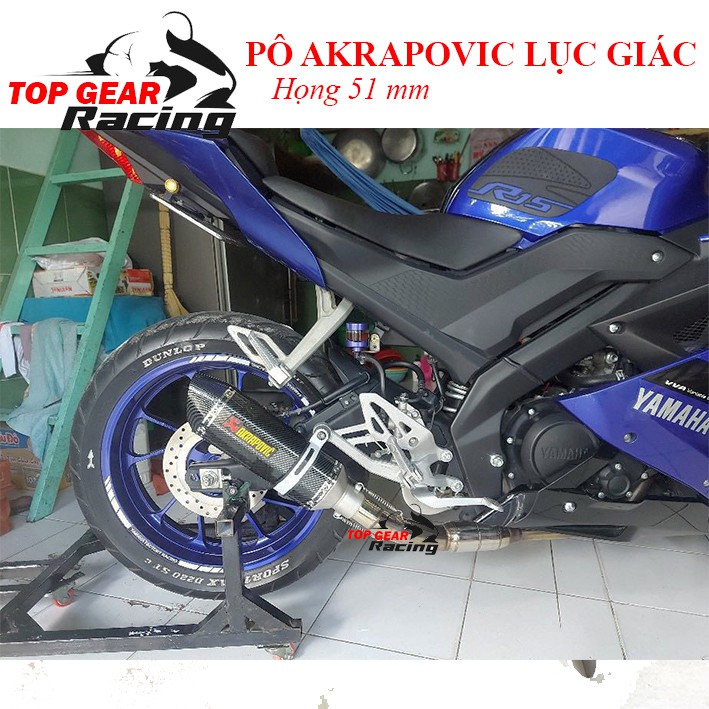 Pô Akrapovic Lục Giác Có Tiêu Giảm Thanh và Tem Trang Trí &lt;TOPGEAR&gt;