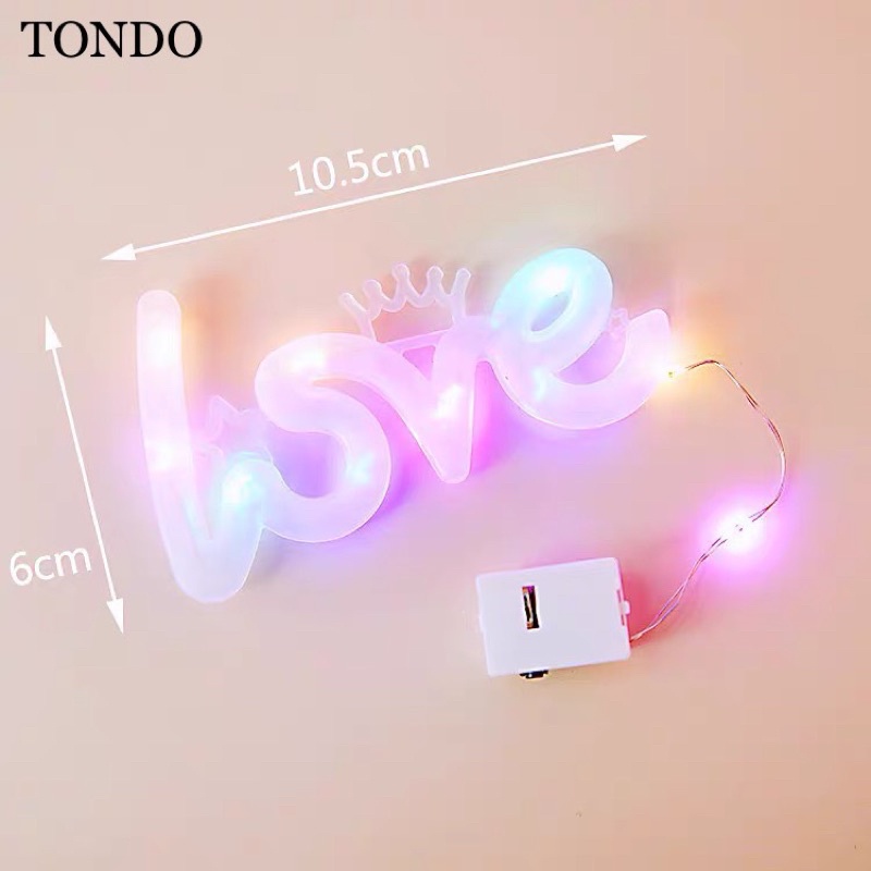 Đèn Led Đèn Đom Đóm Các Mẫu Chữ Love, Vương Miệng, I Love Y Kèm Pin 3 Chế Độ Nháy
