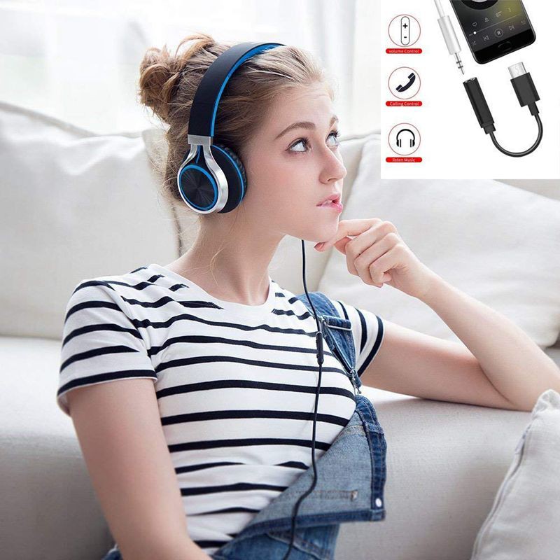 Set 2 jack chuyển đổi tai nghe USB C sang 3.5mm/Type C Male sang 3.5mm Female