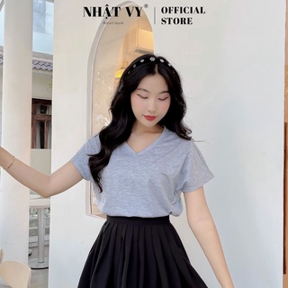 Áo nữ nhật vy trơn cổ tim tay cánh dơi chất thun màu xanh, nâu, xám - d2097