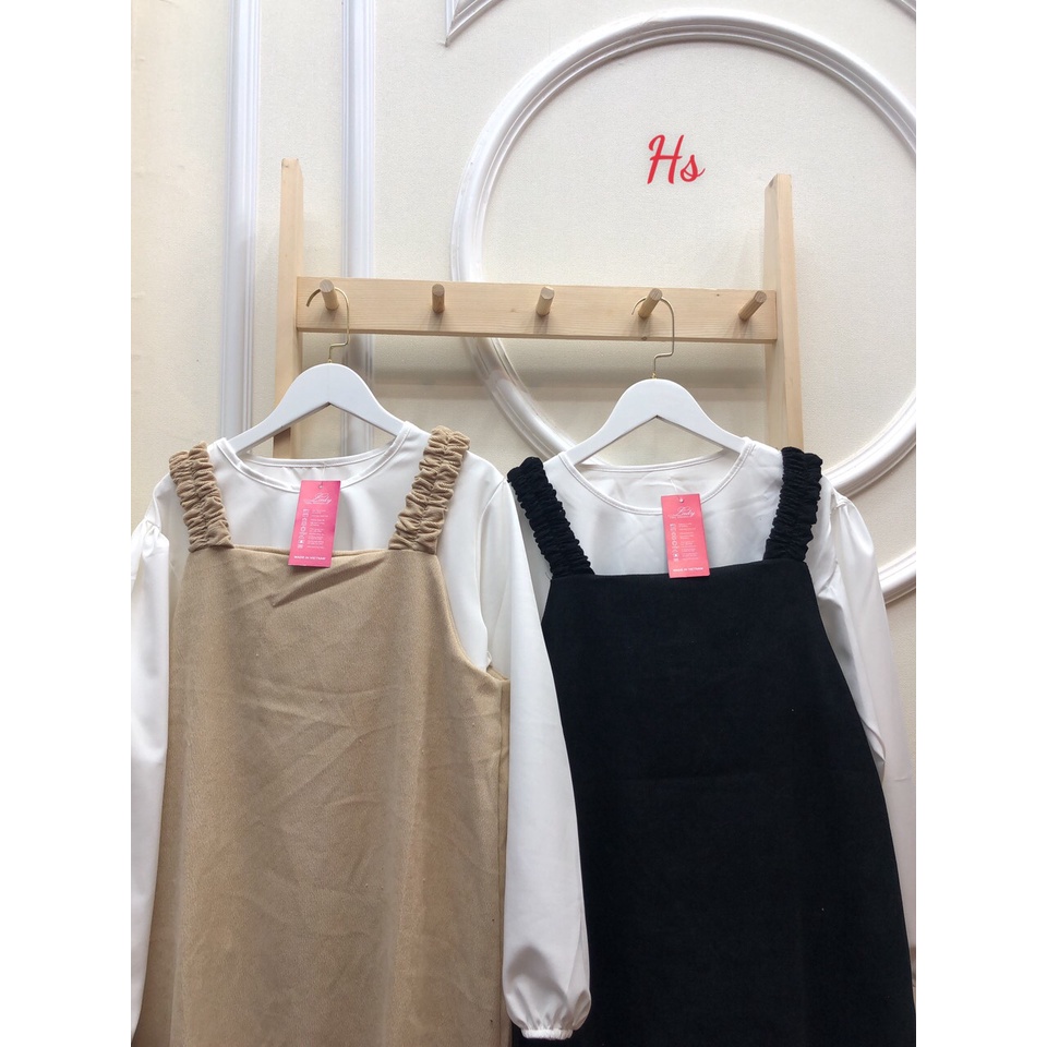 Set Váy Yếm Đen Xẻ Tà, Có Size Cho Bigsize, Chất Liệu  Nhung Vintage Daisy Boutique SP00670