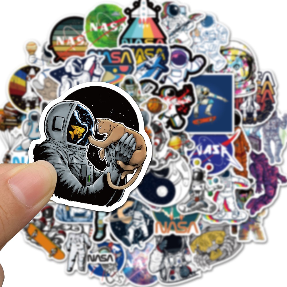 Gói 50 hình dán PVC chống nước hoạ tiết phi hành gia hàng không vũ trụ Nasa đẹp mắt | BigBuy360 - bigbuy360.vn