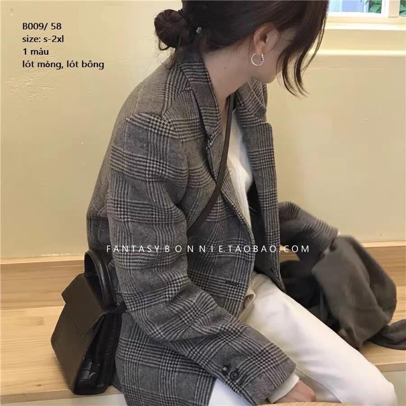 🍂 Áo khoác dạ hoạ tiết kẻ 2 lớp dày dặn