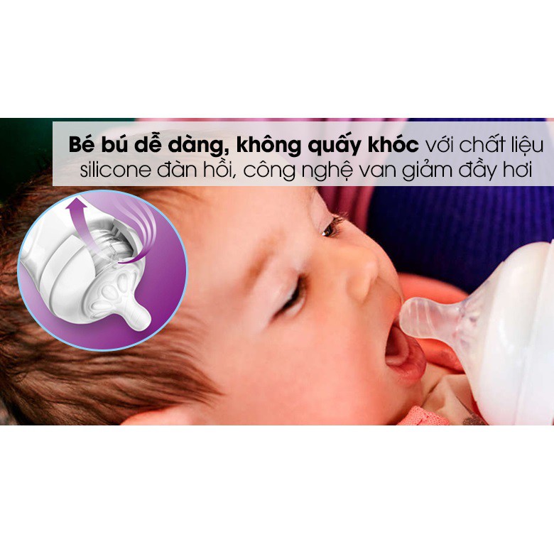 Núm ti silicone Philips Avent Natural cho trẻ từ 1 tháng tuổi (Vỉ 2 núm)