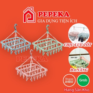 Móc treo quần áo 32 kẹp, móc phơi quần áo trẻ em đa năng gấp gọn tiện dụng pepeka t.mtqa32