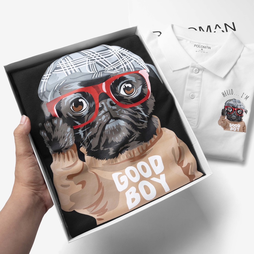 Áo thun POLO nam GOBO in hình Pugdog vải cá sấu Cotton xuất xịn, chuẩn form - POLOMAN | BigBuy360 - bigbuy360.vn