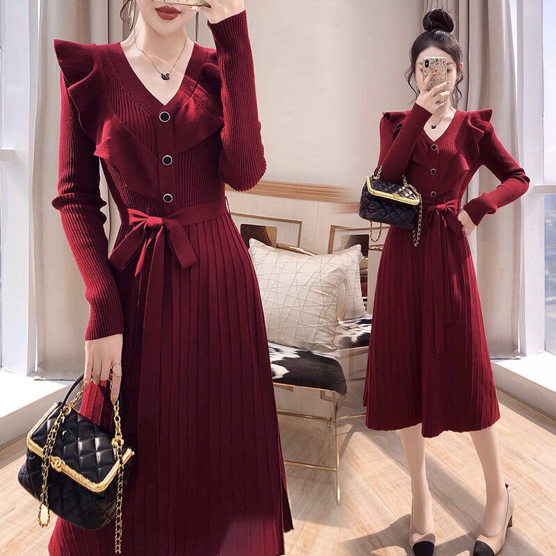 Váy len dây buộc eo tôn dáng hàng đẹp