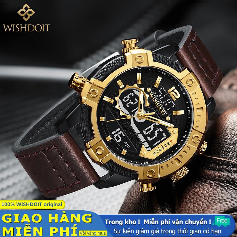 Đồng hồ WISHDOIT thạch anh có hai dạng hiển thị dùng khi bơi lội tập thể thao phong cách Âu Mỹ