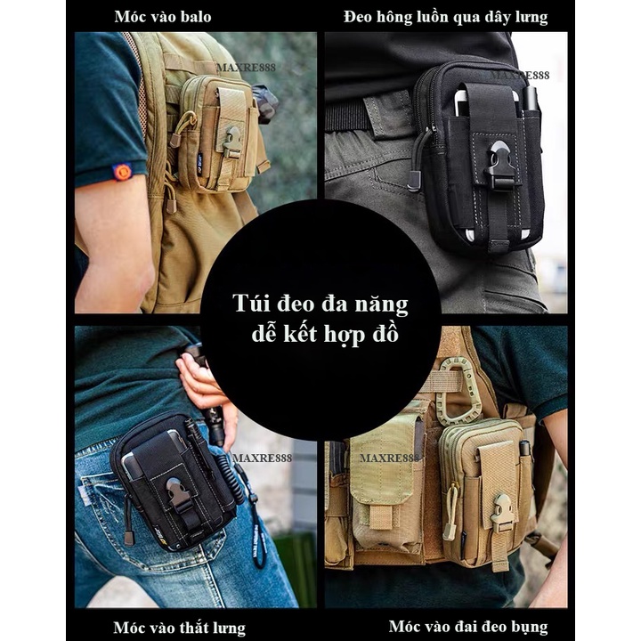 Túi đeo hông thắt lưng đựng dụng cụ, điện thoại đồ nhỏ gọn phong cách quân đội vải bố siêu bền- ĐT