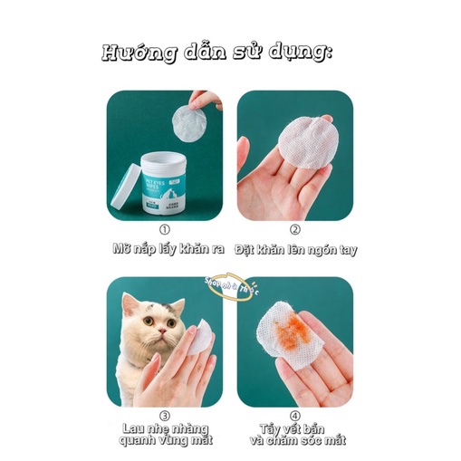 [Rẻ vô địch]Bông vệ sinh khăn lau mắt cho chó mèo kháng khuẩn