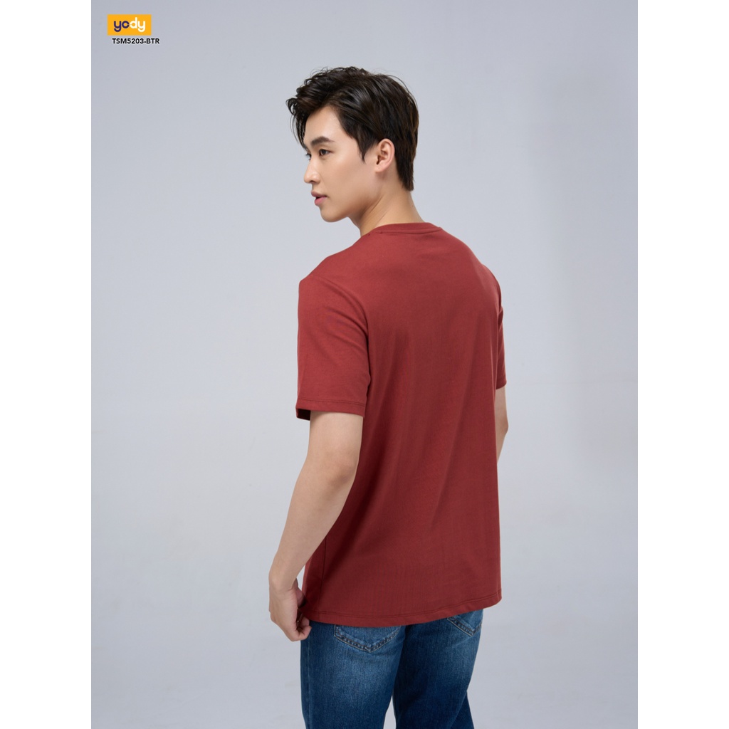 Áo Thun Cộc Tay Nam YODY, Áo Phông TShirt Nam Vải trơn in logo yody basic chất vải cotton mát mẻ, dáng thể thao TSM5203