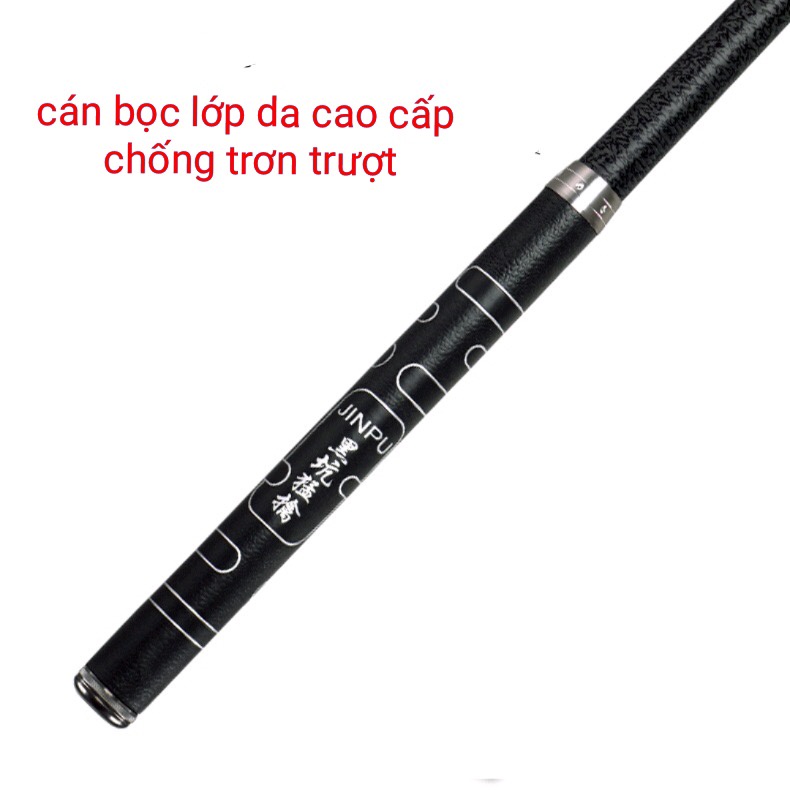 Cần câu tay 5H Hắc Long cần câu đơn câu đài chất liệu carbon tặng kèm nhẫn và ngọn phụ