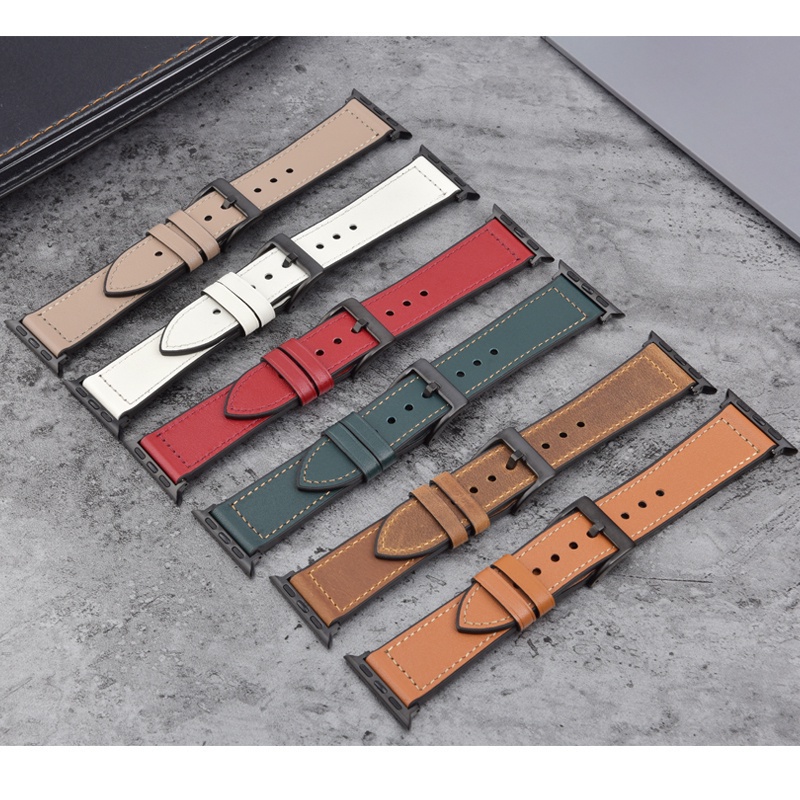 Dây Đeo Bằng Silicone Họa Tiết Da Ngựa Cho Đồng Hồ Thông Minh Apple watch Series 7 4 5 6 SE 38mm 40mm 41mm 42mm 44mm 45mm