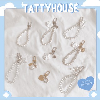 Móc khóa aesthetic hình ngọc trai, thiên thần vỏ sò, trái tim - móc treo cặp sách, túi, ví | Tattyhouse |