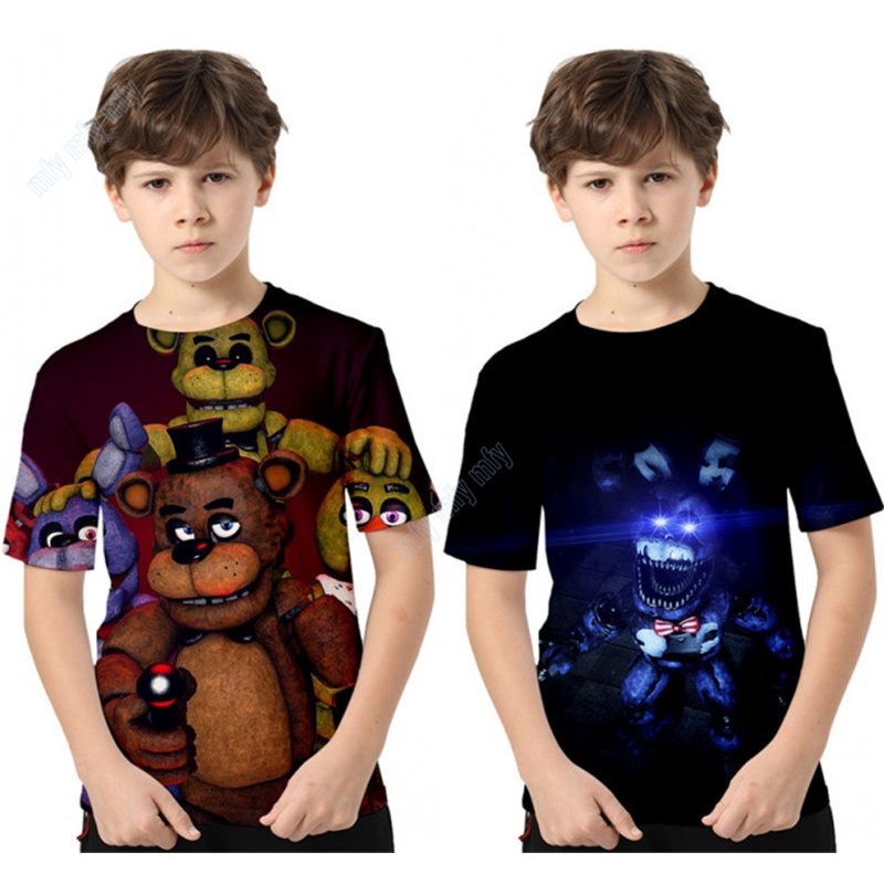 Áo Thun Tay Ngắn In Hình Five Nights at Freddy 'S Cho Trẻ Em