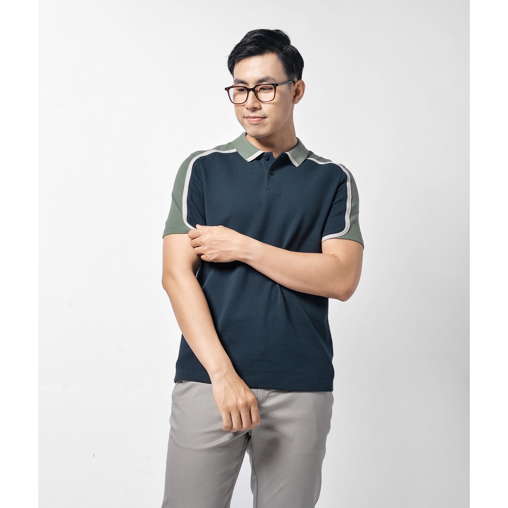 Áo Polo Nam Cvc Tay Ngắn Phối Màu Form Fitted - Routine 10F20POL009