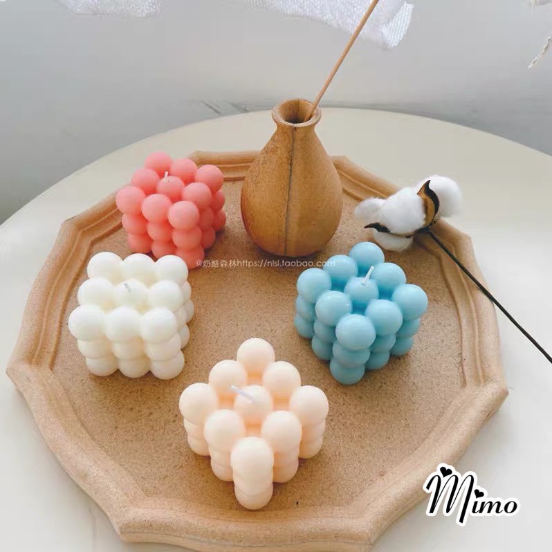 Nến sáp thơm phòng tạo hình rubik decor trang trí phòng, phụ kiện chụp hình 7 màu kích thước 6cm*6cm