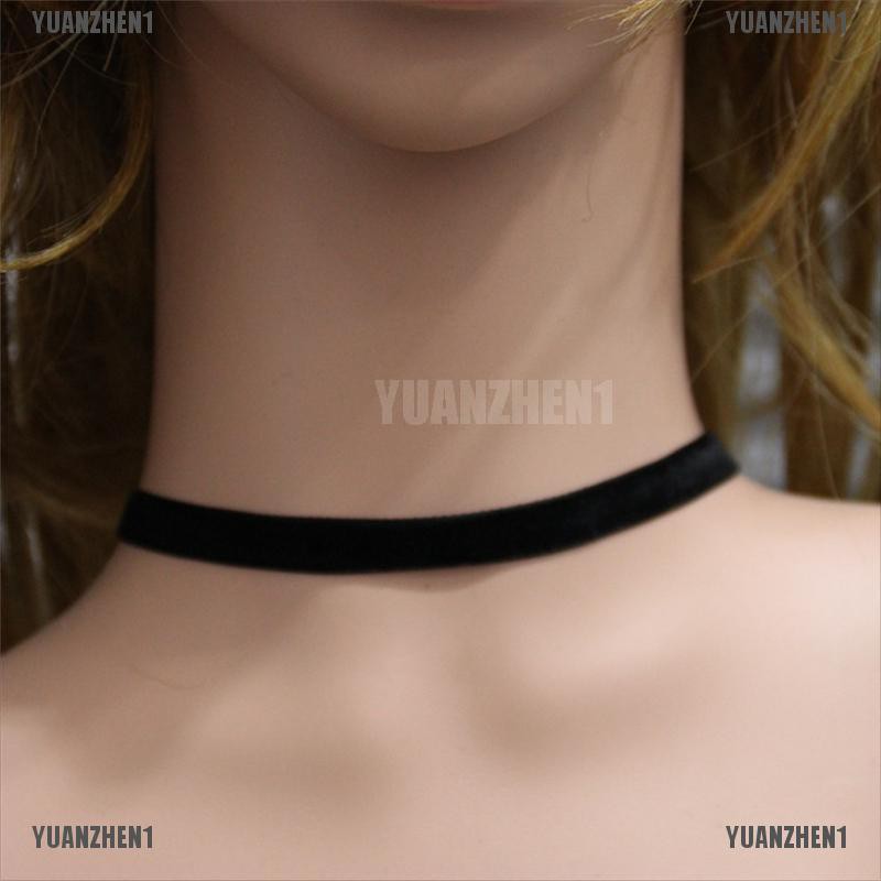 [YUANZHEN1] Vòng Cổ Choker Nhung Đen Handmade Phong Cách Gothic Cổ Điển